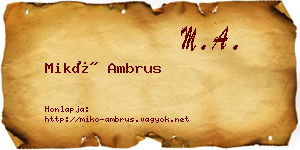 Mikó Ambrus névjegykártya